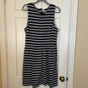 J Crew Black Cream Striped Sleeveless Dress - Women's Size Large